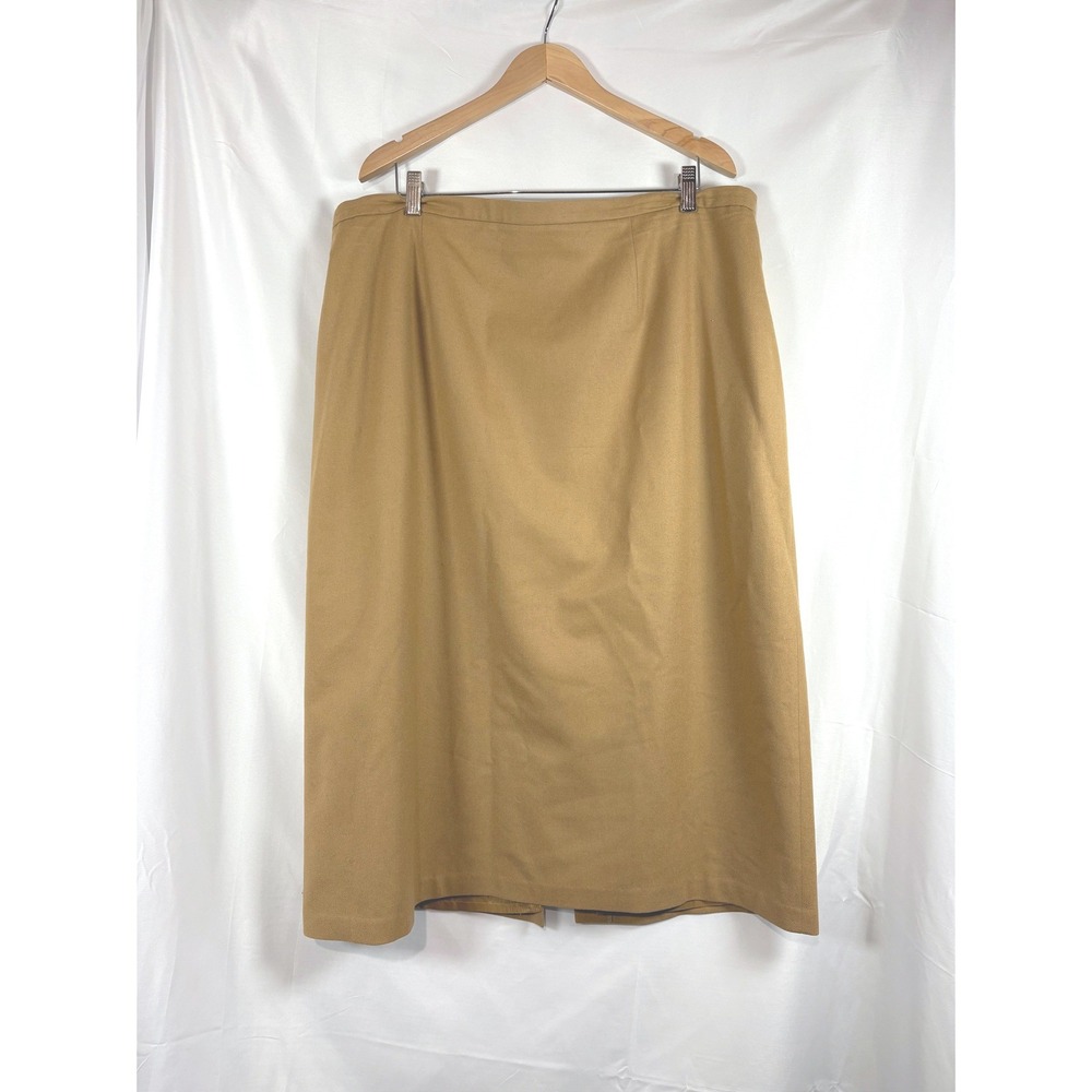 Sag Harbor Woman Camel Tan 100% Wool Midi Skirt Plus Size 22W F24006